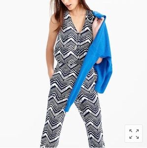 J. Crew V-Neck Jumpsuit Linen/Cotton Blend Sz 8 Tall
